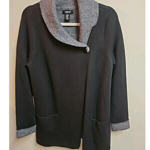 Jones New York Black Single Button Sweater Cardigan Shacket Size Medium